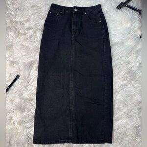 Black Denim Maxi Skirt
